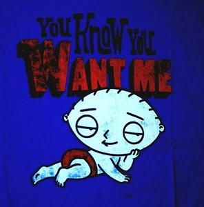 Family Guy Cartoon Stewie Know You Want Me Royal Blue T-Shirt New Med NOS 2000s - Picture 1 of 2