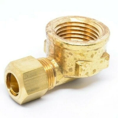 3/8 Tube OD Compression to 1/2 Female Npt 90 Elbow Fitting Adapter HVAC Air - Image 1 of 4