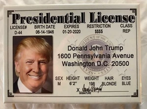 Patente presidenziale Donald Trump novità ID MAGNETICO driver MAGA presidente DC - Foto 1 di 3