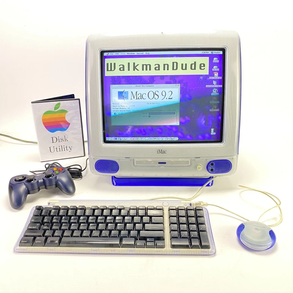 Apple iMac G3 Grape - 266 MHz 512MB RAM 64GB SSD | OS 9 - OS X - WIN 98 Vintage - Image 1 of 4