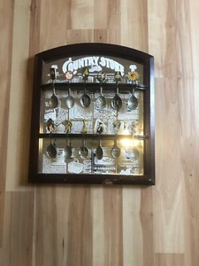 The Franklin Mint Country Store Pewter Spoons/Mirrored Rack Display- 12 Spoons - Picture 1 of 7