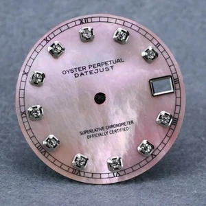 Date just PINK pearl mother 28.5mm For NH35 diamond indices without lumious - Picture 1 of 3