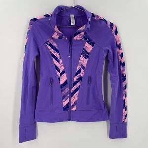 Ivivva Lululemon Perfect Your Practice Purple Pink Jacket Girls 12 Thumb Holes - Picture 1 of 6