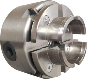 4 Inch Wood Lathe Chuck Set 1" x 8 tpi & 3/4"x16TPI Adapter, Nickel Plated - Picture 1 of 5