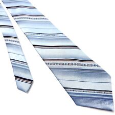 Sears Perma Press Polyester Tie Blue Striped Short Skinny