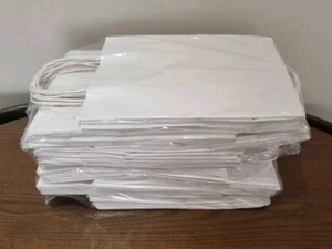 Job Lot 100x White Paper Bags With Twist Handles Party Gift Carrier Shopping - Picture 1 of 7