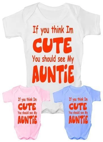 PRINTSHOP2000 Baby Clothes Cute Auntie Aunty Bodysuit Vest Girls Boys Baby Shower Gift
