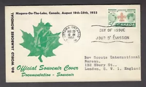 1955 Canada 356 Boy Scout World Jamboree Official FDC Ottawa - Picture 1 of 1