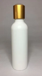 Empty 150ml White Plastic Boston Bottles With Matt Gold Disc Top ANY AMOUNT - Picture 1 of 2
