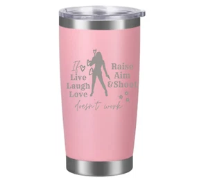 LIVE Laugh & Love Raise Aim Shoot Gun ENGRAVED  Tumbler 20 oz - Picture 1 of 9