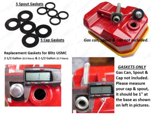 USMC Blitz Metal Gas Cap & Spout Gaskets FOR 2-1/2 1-1/2 Gallon TOTAL 10 GASKETS - Picture 1 of 3