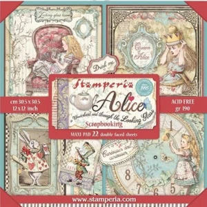 Stamperia ALICE THROUGH THE LOOKING GLASS 12" X 12" Double Sided MAXI PAD 22/Pkg - Picture 1 of 7