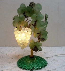Murano Glass Grape Table Lamp Green Venetian Art Glass Light Italy - Picture 1 of 10