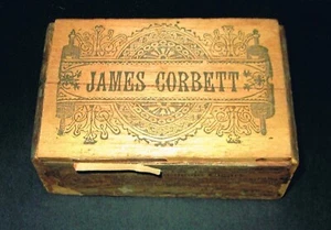 EXTREMELY RARE ca 1900 WORLD CHAMPION BOXER JAMES CORBETT wood cigar box boxing - Picture 1 of 3