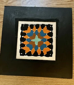 Volkskunst Außenseiter Kunst Quadrate handbemalt Acryl/Pappe signiert: Straße - Bild 1 von 4