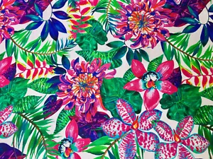 ORCHIDEA FIORE TROPICALE Tenda Tessuto Cotone Materiale Imbottitura Larga 140cm Rosa - Foto 1 di 8