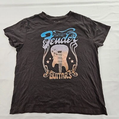 Camiseta Feminina Fender Guitars Punk Folk Blues Rock Preta Manga Curta Algodão G - Imagem 1 de 4