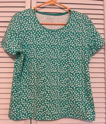 Женский вязаный топ Kim Rogers зеленый в горошек хлопок спандекс размер средний  - Изображение 1 из 3