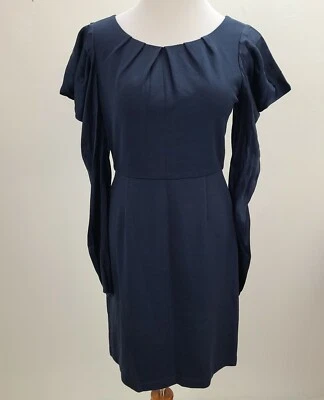 Vestido Bcbg Maxazria para mujer 10 azul oscuro manga larga satinada expuesto cremallera elástica Foto 1 de 4