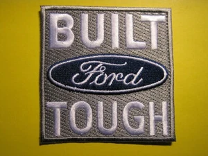FORD PATCH BUILT FORD TOUGH IRON ON / SEW ON SILVER GREY 100% EMBROIDERED LOOK!! - Picture 1 of 9