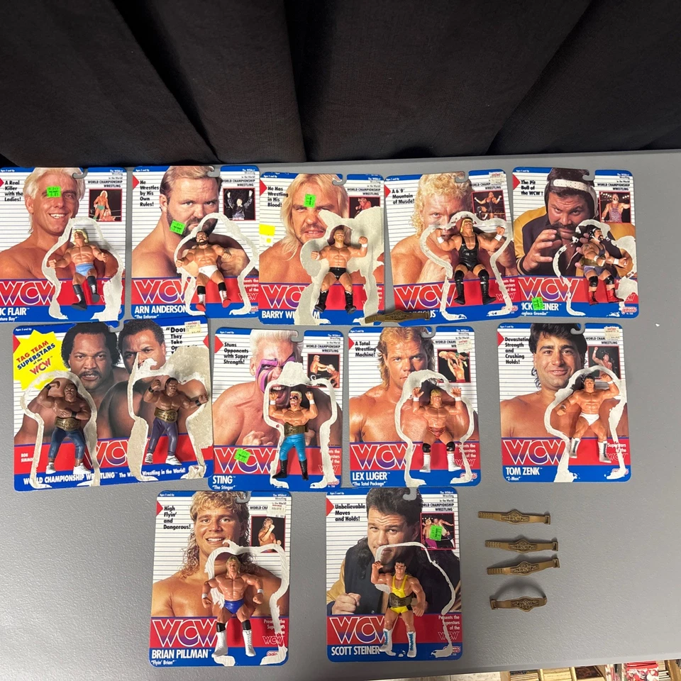 Lote de 12 figuras de lucha libre WCW Galoob de colección conjunto de luchador Reino Unido con tarjetero 10 cinturón Foto 1 de 4