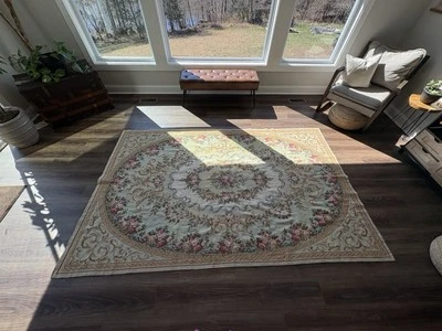 Alfombra oriental floral tradicional tejida/tejida a mano - estilo Bridgerton Foto 1 de 4