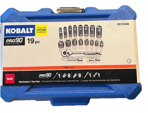 (Kobalt 3/8" Drive Pro 90 SAE 19pc Deep/Standard Socket Set 0573348 New In Case - Picture 1 of 4
