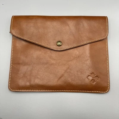 PATRICIA NASH 英国 TAN 皮革信封离合器 Tech PORTFOLIO 无腕带 — 第 1/4 张图片