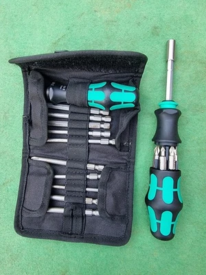 Wera Destornillador de broca de trinquete de 6 brocas y juego de brocas extra largas de 11 piezas y trinquete pequeño - Imagen 1 de 4