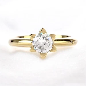 1.18 Ct Round Cut IGI Certified Lab Grown Diamond Wedding Ring 14K Yellow Gold - Picture 1 of 13