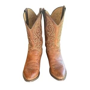 Justin Cowboy Western Leder Stiefel Hellbraun Klassisch Vintage Herren Größe 10 " - Bild 1 von 9