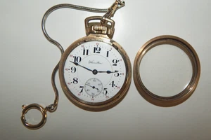 Reloj Bolsillo Ferrocarril HAMILTON 10K Lleno de Oro Talla 16 Grado 992 21J 1333345 - Imagen 1 de 18