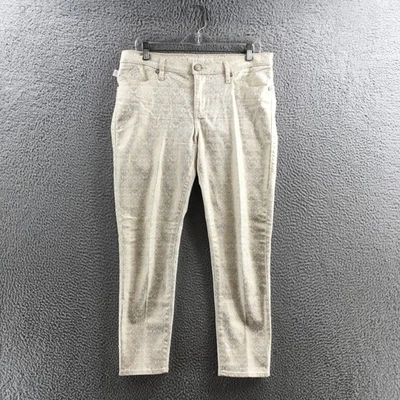 Rock & Republic Hamburg Skinny Pants Womens 12 Gold Cotton Blend Floral Print - Image 1 of 4