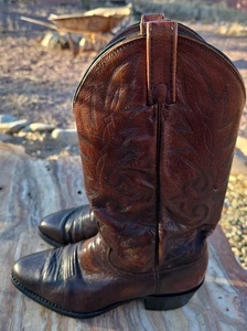 Vintage Dan Post Brown Soft Leather Cowboy Western Boots Size 8.5 D - Picture 1 of 14