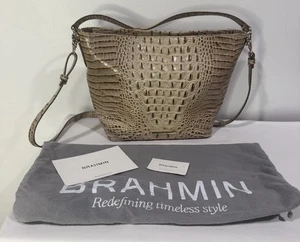 Brahmin kleine Harrison Hobo Brulee Tasche Leder Schultertasche Handtasche grau - Bild 1 von 8