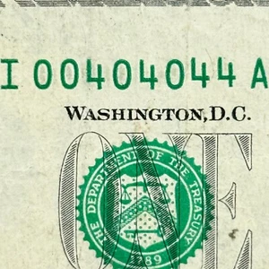 Binary 0s 4s Four (4s) Four (0s) LOW SUM Quad 4s Dollar Fancy Serial Number - Picture 1 of 4