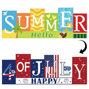 4th of July Decorations Wooden Table Sign Summer Decorations, Patriotic Independ - Picture 1 of 7