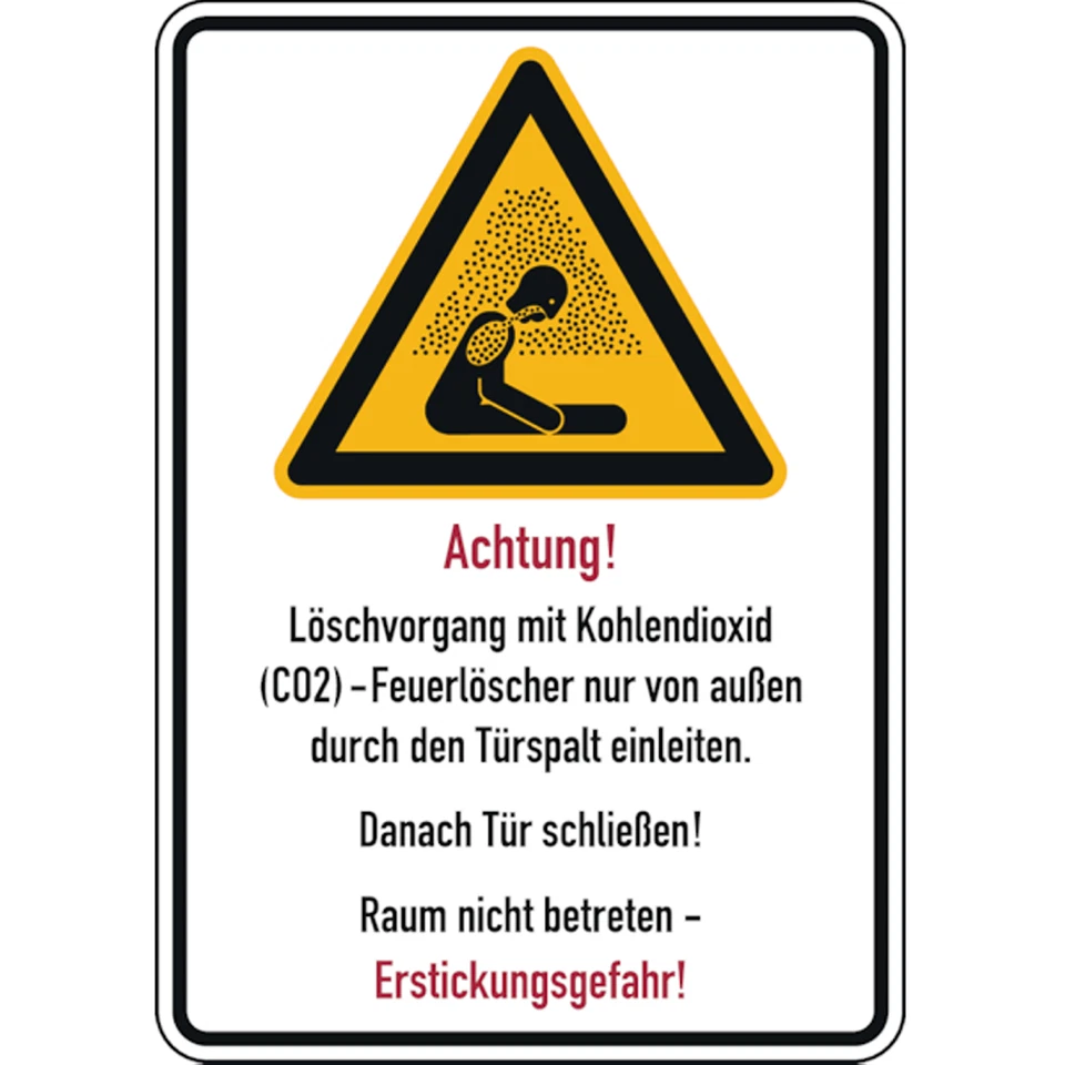 DREIFKE Warnschild, Kombischild, Löschvorgang durch Türspa - 148x210 mm Folie selbstkl.
