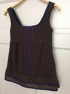 Weekend Max Mara Top Shirt / Perlen-Stickerei / Braun mit Blau und Pink Gr. S - Bild 1 von 9