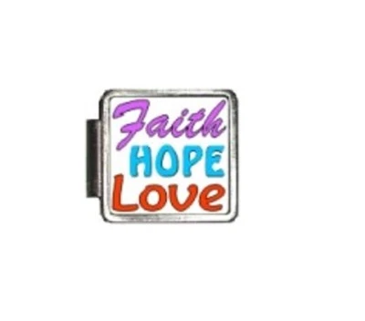 Italienischer Charm 9 mm klassische Größe P28 Glaube Hoffnung Liebe passt klassischer Größe Armband - Bild 1 von 2