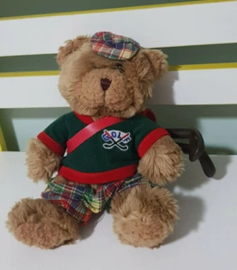 GOLFING TEDDY BEAR THE TEDDY BEAR COLLECTION TOY 20CM! GOLF CLUBS AND CADDY! - Picture 1 of 2