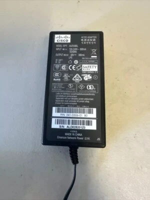 Cisco Power Adapter 48V 0.38A 84W AA25480L 341-0306-0 IP Phones Aironet WAPs etc - Image 1 of 4