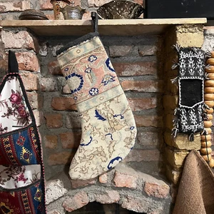 Kilim Christmas Stocking Embroidered Christmas Stocking Vintage Christmas Decor - Picture 1 of 2
