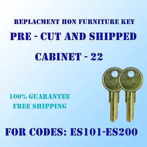 ES101-ES200. HON furniture replacement keys, Cut to your code, and ready to work - Picture 1 of 1