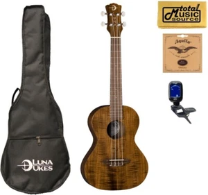 Luna UKE ACT Uke Flamed Acacia Tenor Ukulele w/Gigbag Bundle - Picture 1 of 7