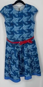 mi mi sol blue large houndstooth dress w/ belt NWD sz 11y - Picture 1 of 6