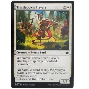 x1 Foil Thistledown Players MTG BLB M/NM White Creature Mouse Bard Common TCG - Picture 1 of 3