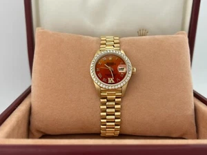 Rolex Ladies President 6917 Malachite Dial Diamond Bezel 18K Yellow Gold - Picture 1 of 8
