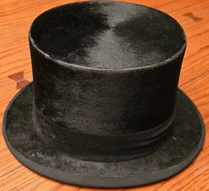 Vintage! Bannock Brothers Ltd Black Silk Fur Felt Top Hat Stove Pipe See Pics! - Picture 1 of 15