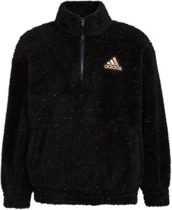 Adidas Girls Long Sleeve Mock Neck Furry Lurex Pullover Sweatshirt Size M (10/12 - Picture 1 of 4